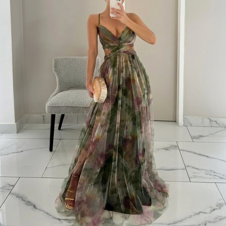 Margarida - Vestito Maxi con Stampa Floreale