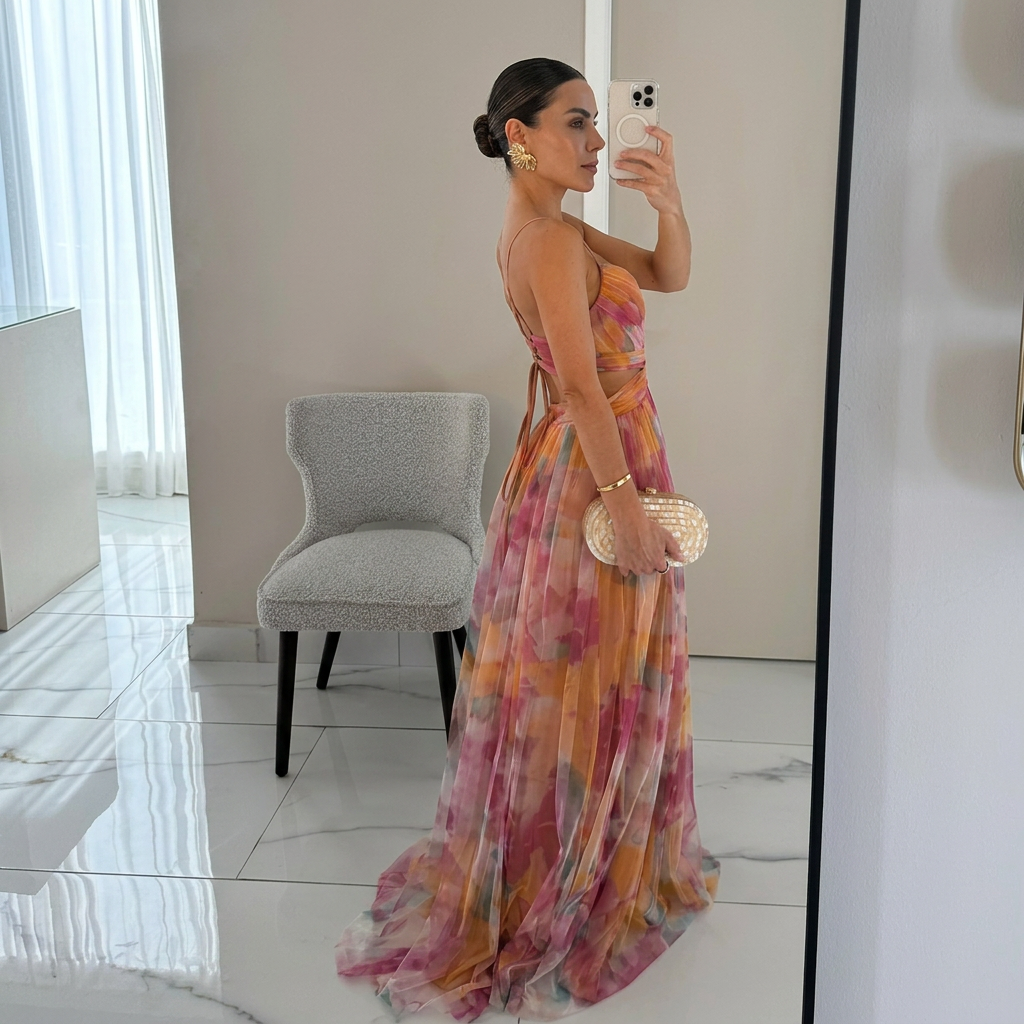 Margarida - Vestito Maxi con Stampa Floreale
