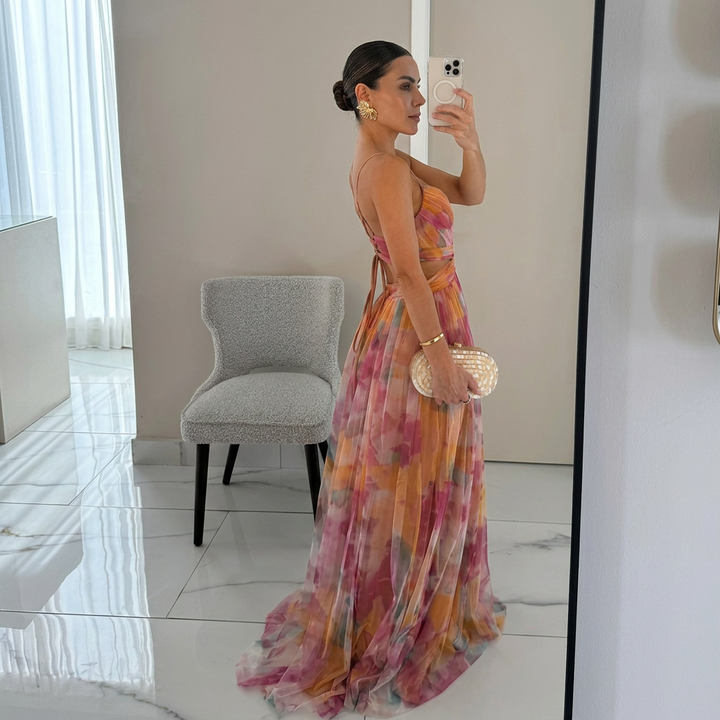 Margarida - Vestito Maxi con Stampa Floreale