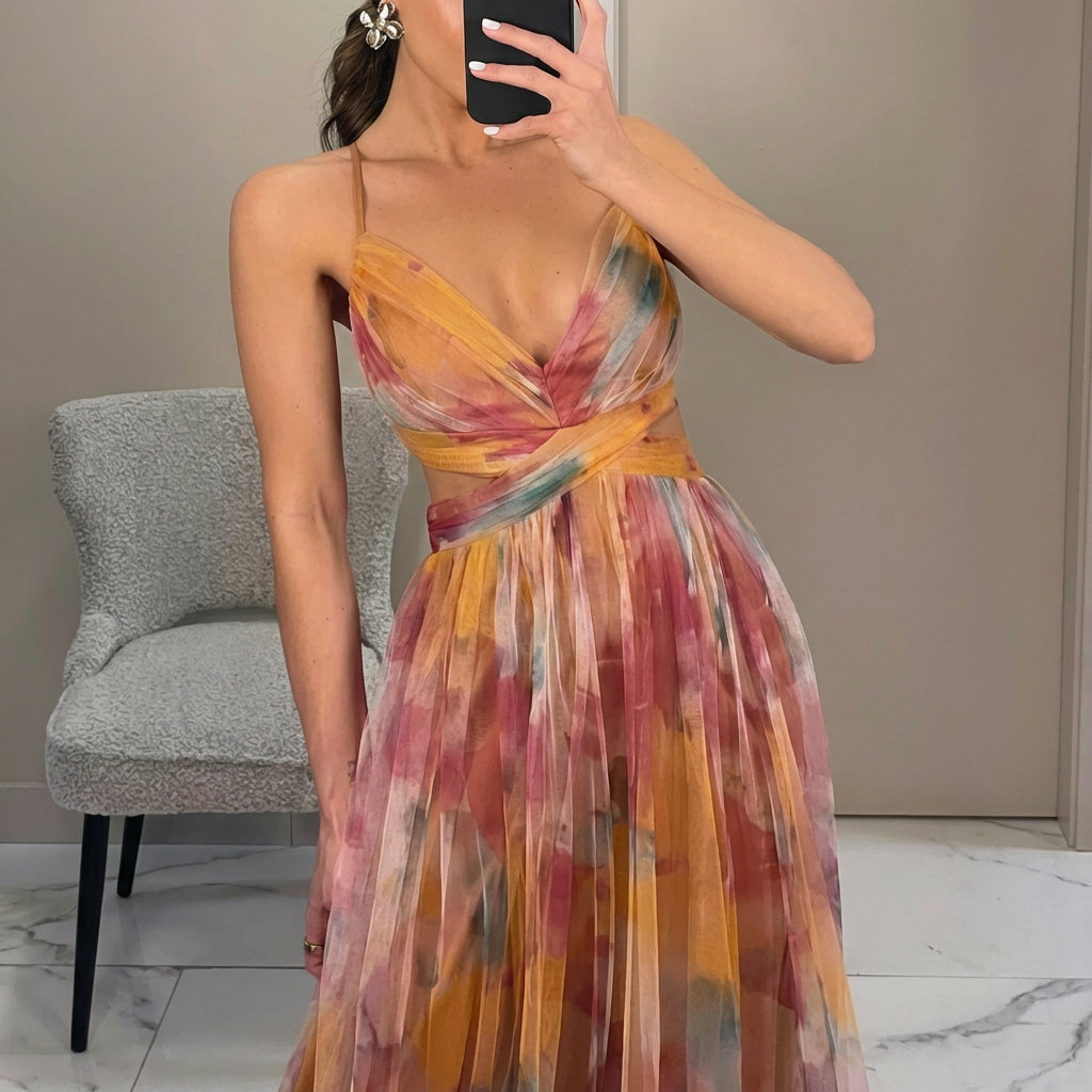 Margarida - Vestito Maxi con Stampa Floreale