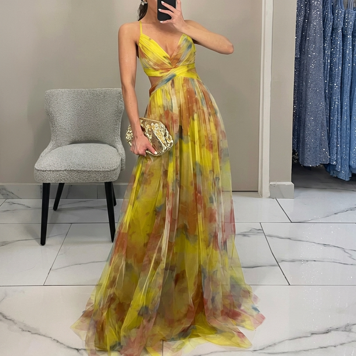 Margarida - Vestito Maxi con Stampa Floreale