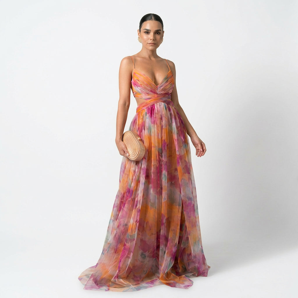Margarida - Vestito Maxi con Stampa Floreale