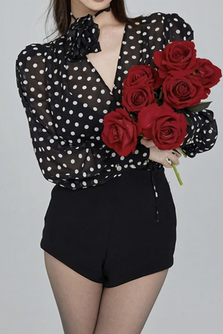 Sofia™ | Blusa Gilda a Pois con Maniche Lunghe