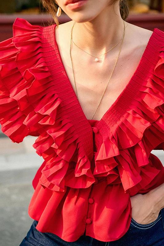 Sofia™ | Blusa V-collo Helen Ruffle