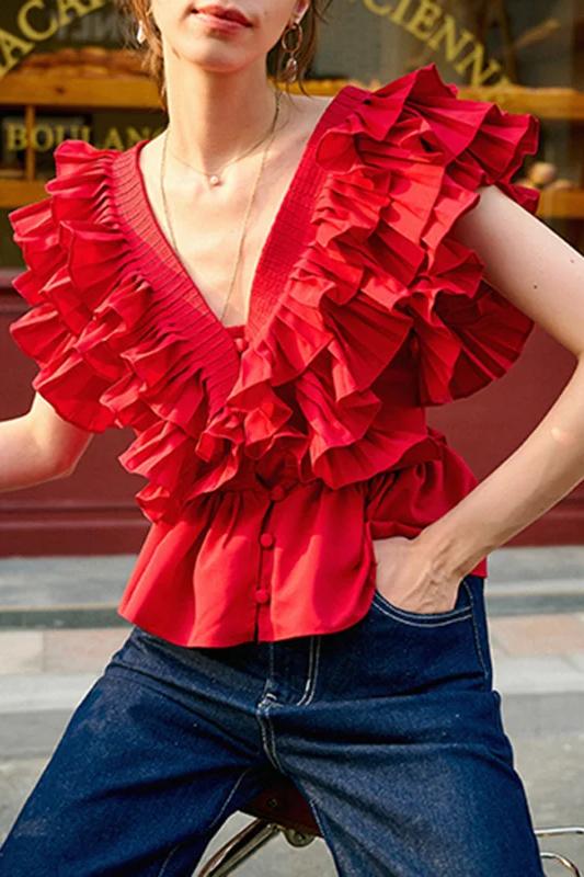 Sofia™ | Blusa V-collo Helen Ruffle