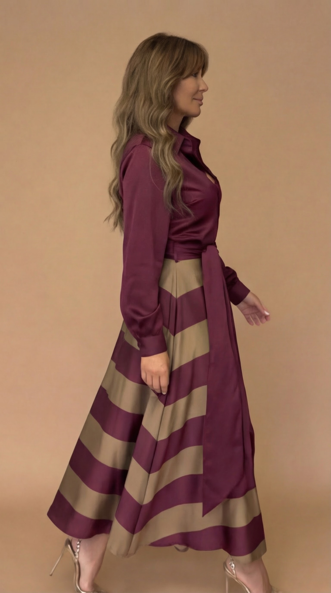 Valeria | Abito Midi Elegante Bordeaux