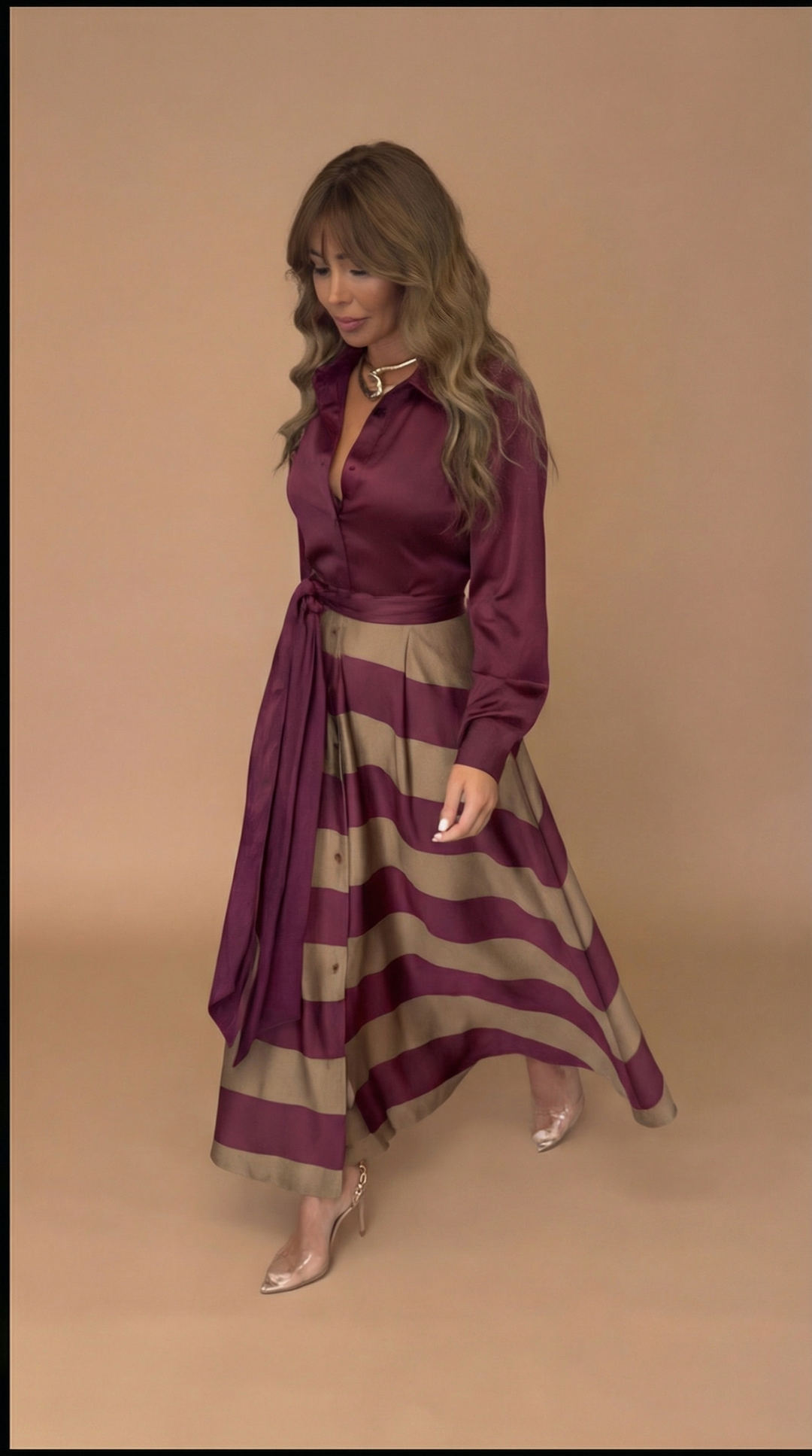 Valeria | Abito Midi Elegante Bordeaux