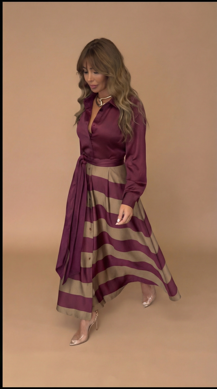 Valeria | Abito Midi Elegante Bordeaux