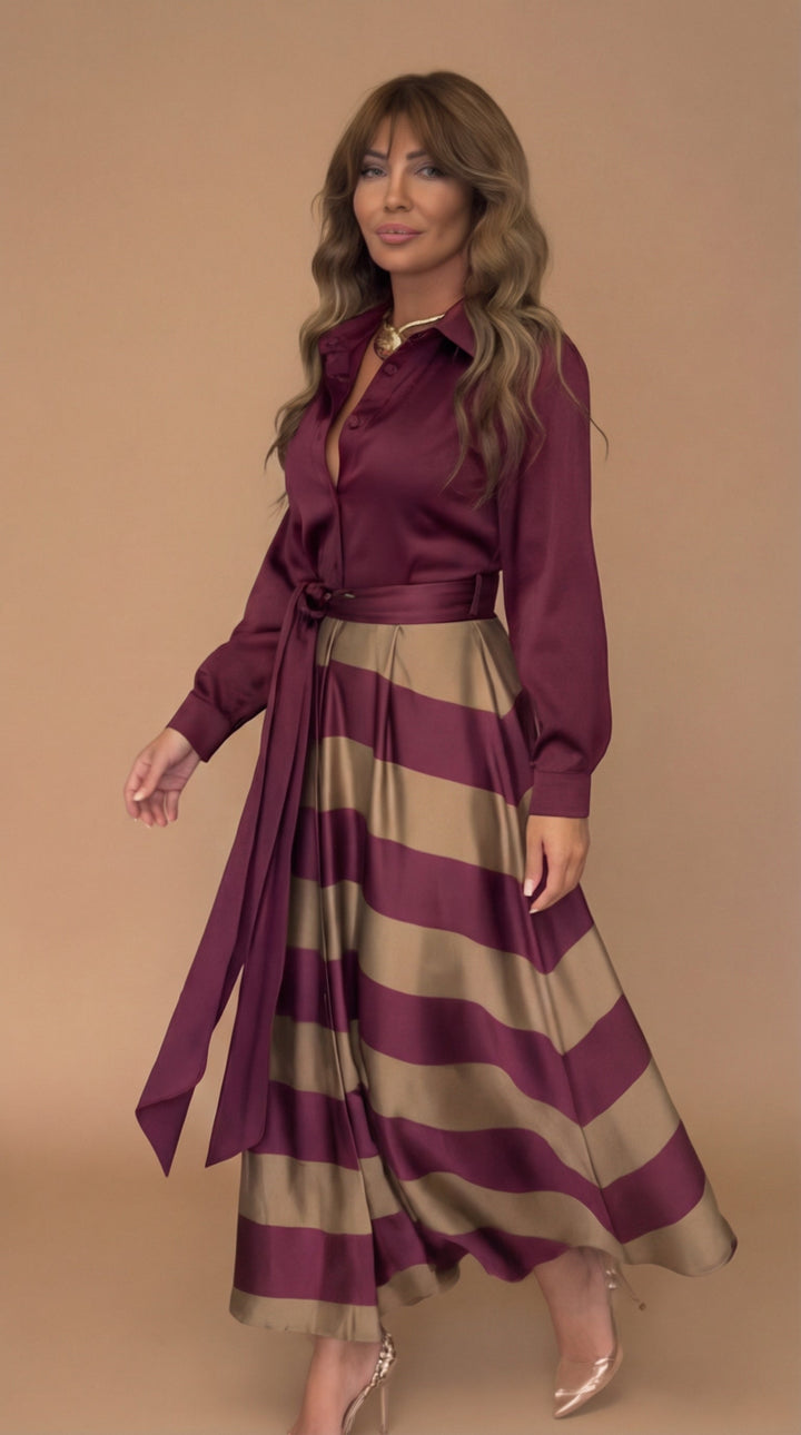 Valeria | Abito Midi Elegante Bordeaux