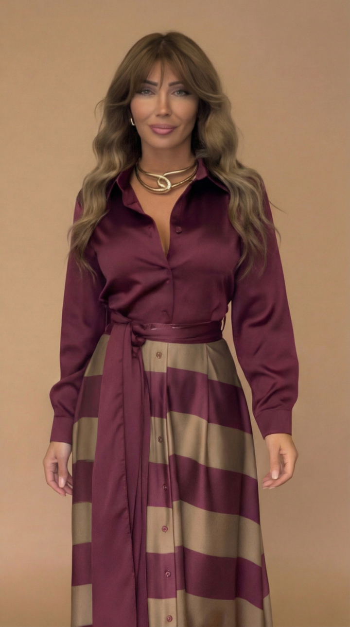Valeria | Abito Midi Elegante Bordeaux