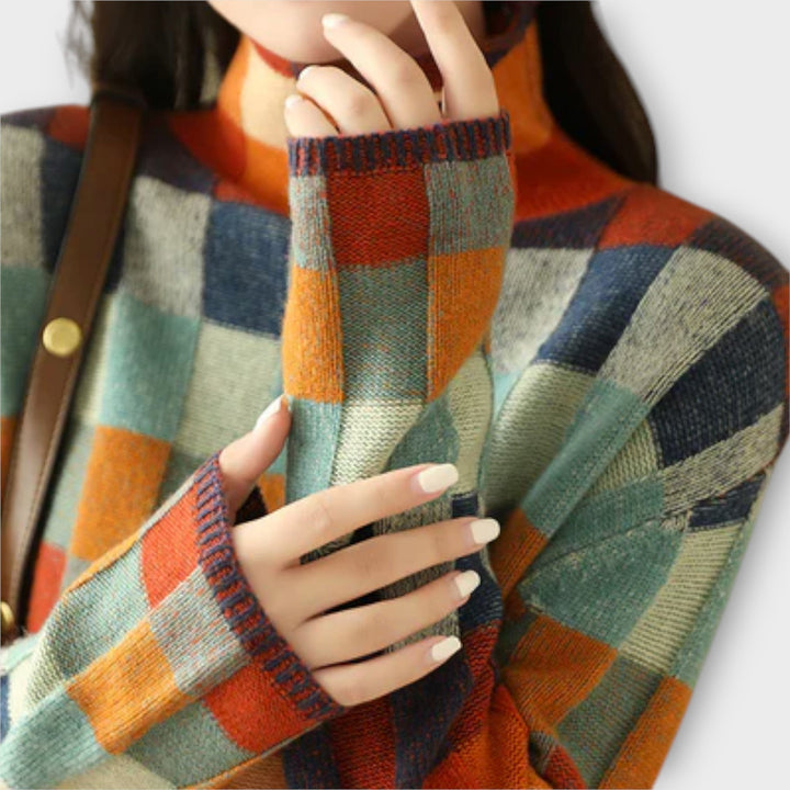 Erika - Maglione a Collo Alto Patchwork