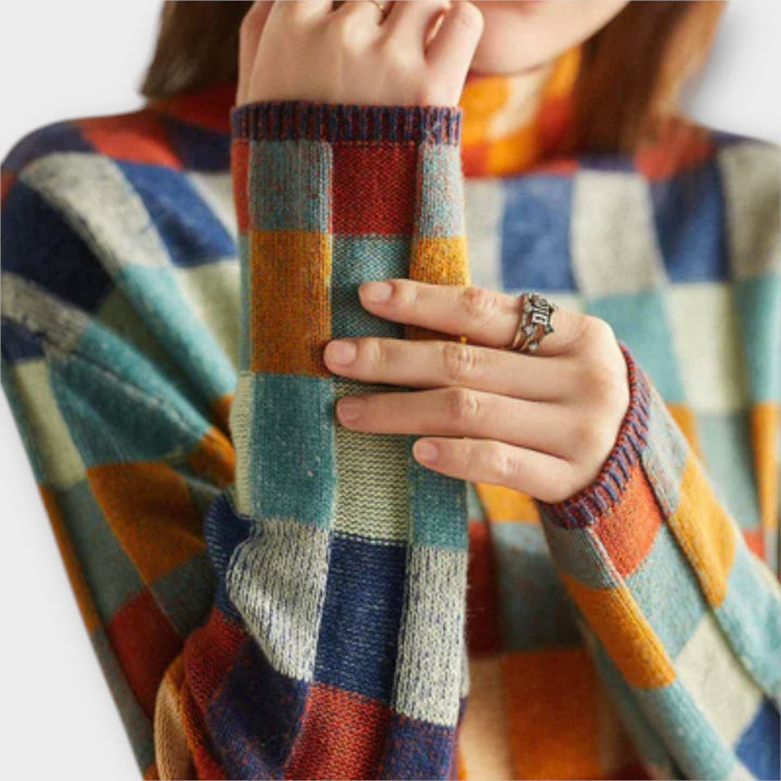 Erika - Maglione a Collo Alto Patchwork
