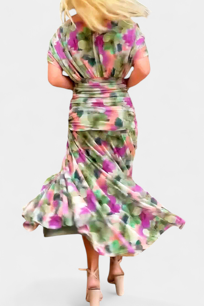 Alondra Vestito Lungo con Stampa Floreale Fantasia e Scollatura a V