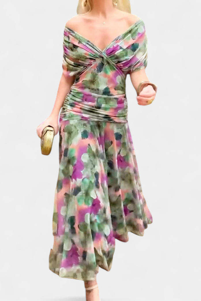 Alondra Vestito Lungo con Stampa Floreale Fantasia e Scollatura a V