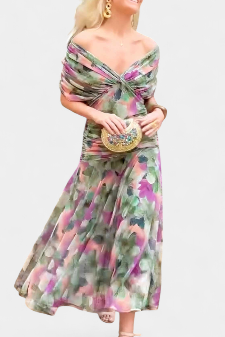 Alondra Vestito Lungo con Stampa Floreale Fantasia e Scollatura a V