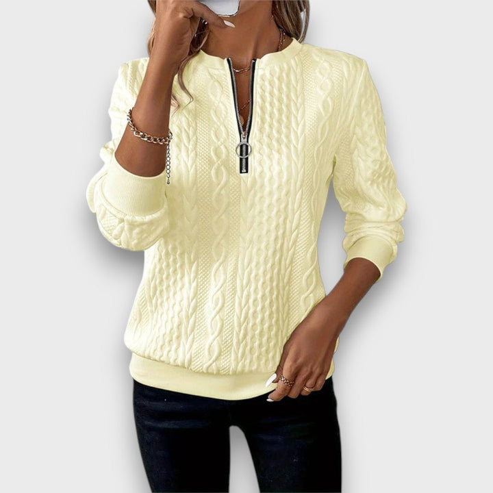 Solena – Maglione con Zip Frontale a Treccia