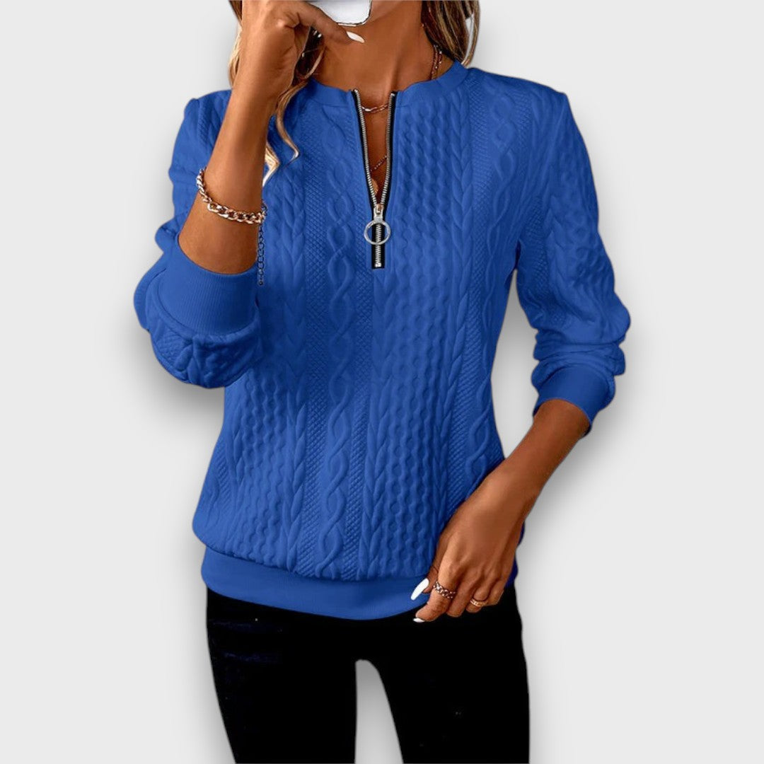 Solena – Maglione con Zip Frontale a Treccia