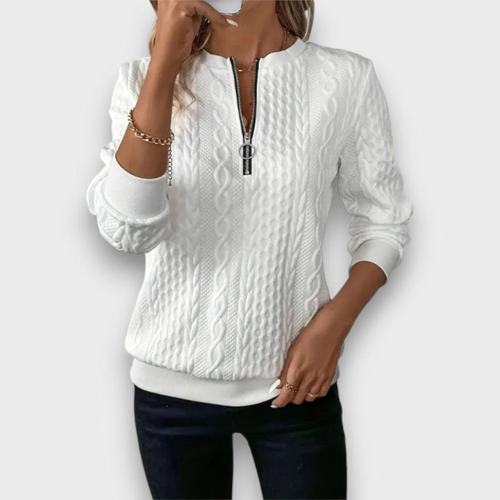 Solena – Maglione con Zip Frontale a Treccia