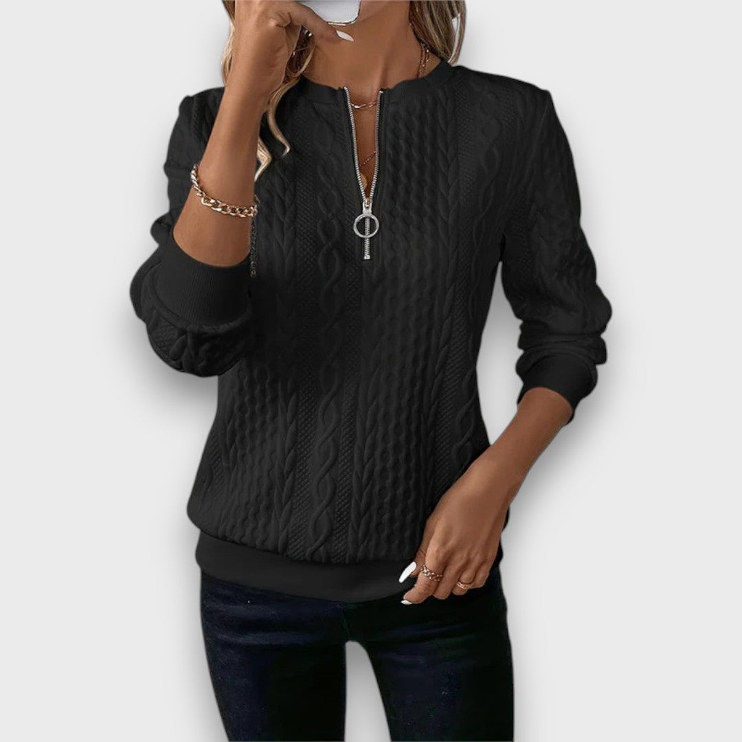 Solena – Maglione con Zip Frontale a Treccia