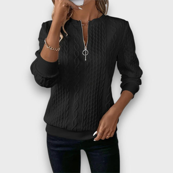 Solena – Maglione con Zip Frontale a Treccia