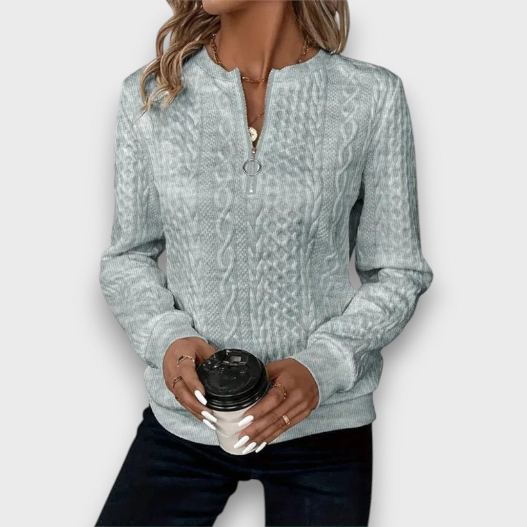 Solena – Maglione con Zip Frontale a Treccia