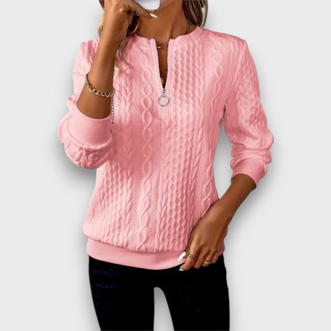 Solena – Maglione con Zip Frontale a Treccia