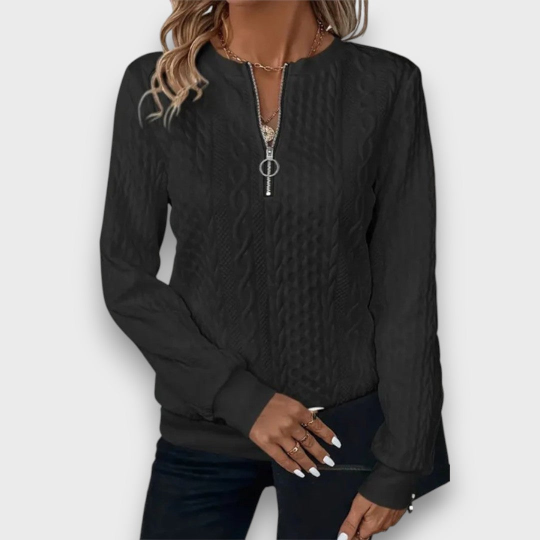 Solena – Maglione con Zip Frontale a Treccia