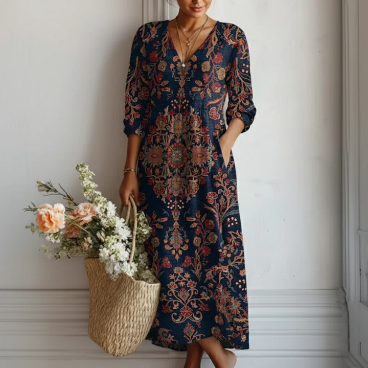 Serena | Vestito Lungo con Stampa Etnica
