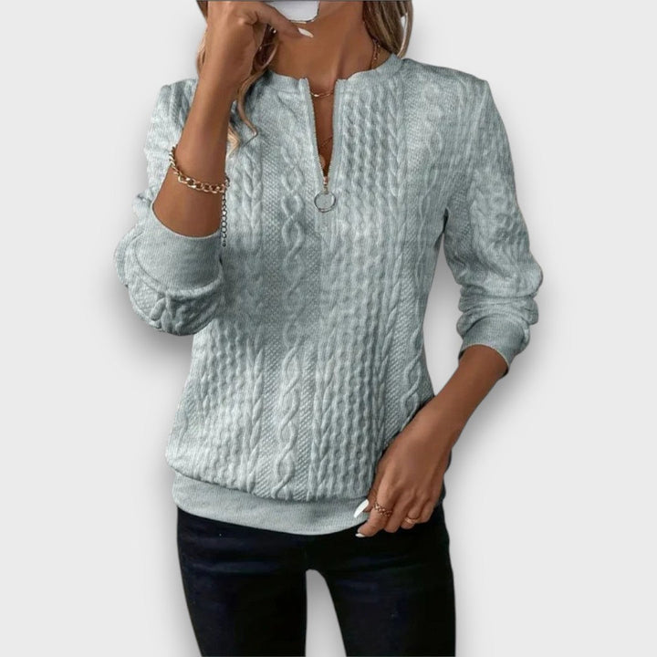 Solena – Maglione con Zip Frontale a Treccia