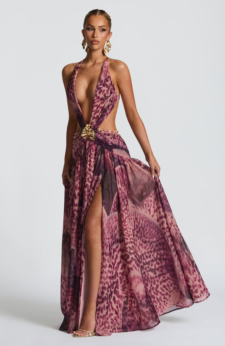 Abito Maxi Indianna - Stampa Orchidea Magenta