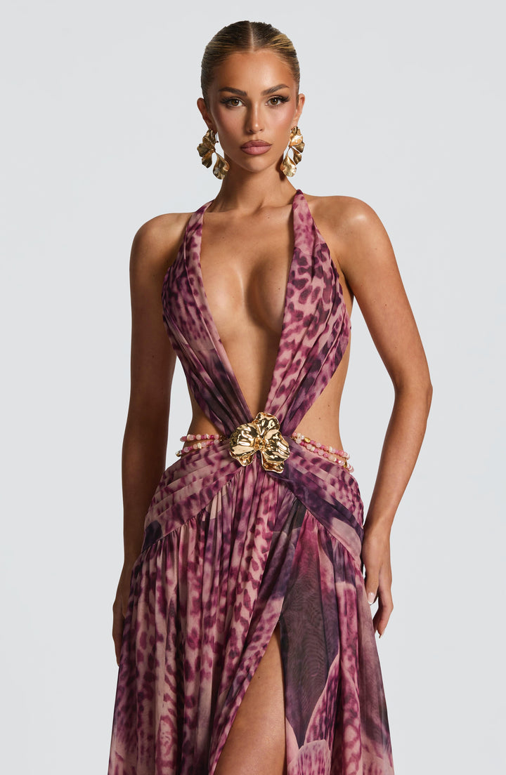 Abito Maxi Indianna - Stampa Orchidea Magenta