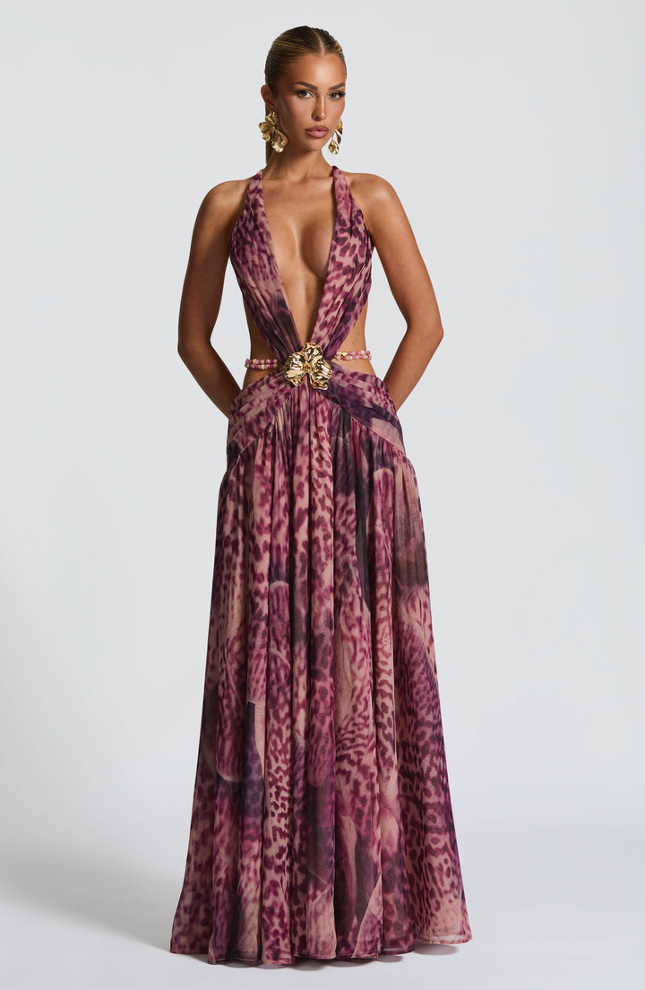 Abito Maxi Indianna - Stampa Orchidea Magenta
