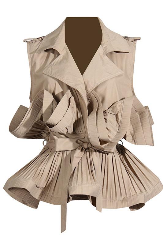 Sofia™ | Top in poliestere con rouches Suzanne Reverskraag