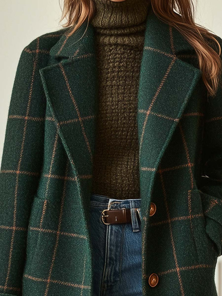 Carla | Cappotto di Lana a Quadri Classico