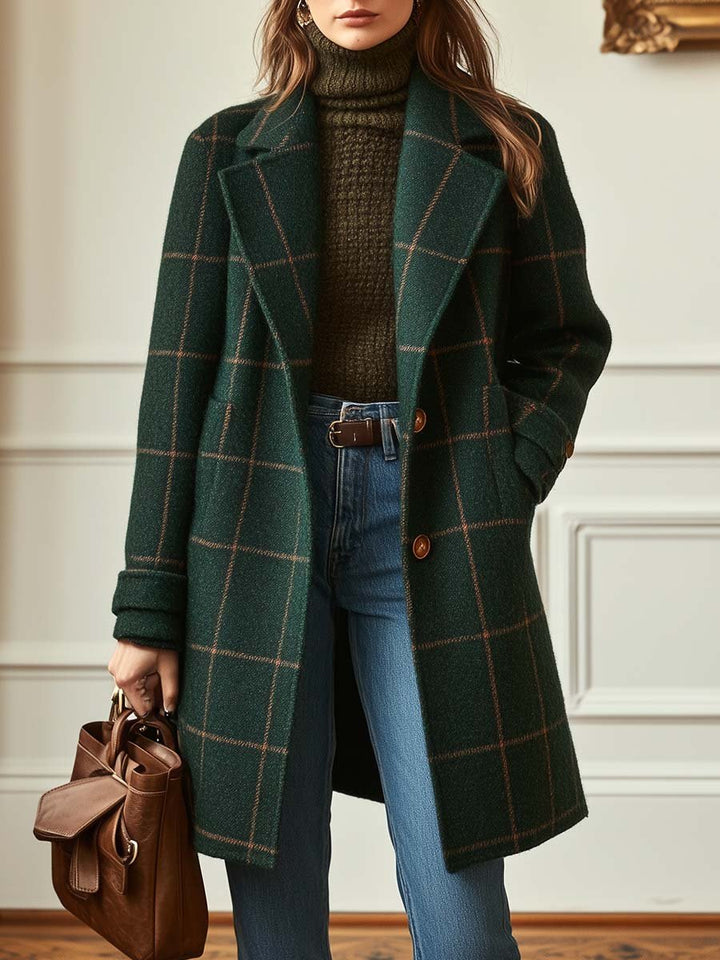 Carla | Cappotto di Lana a Quadri Classico