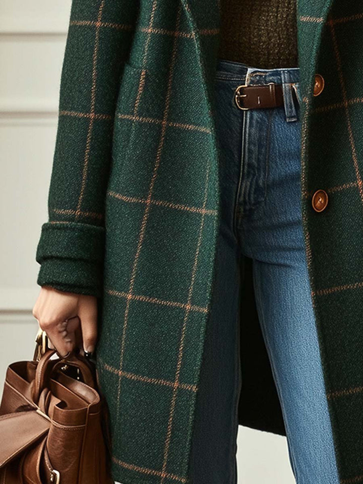 Carla | Cappotto di Lana a Quadri Classico
