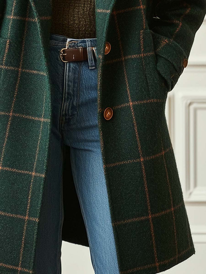 Carla | Cappotto di Lana a Quadri Classico