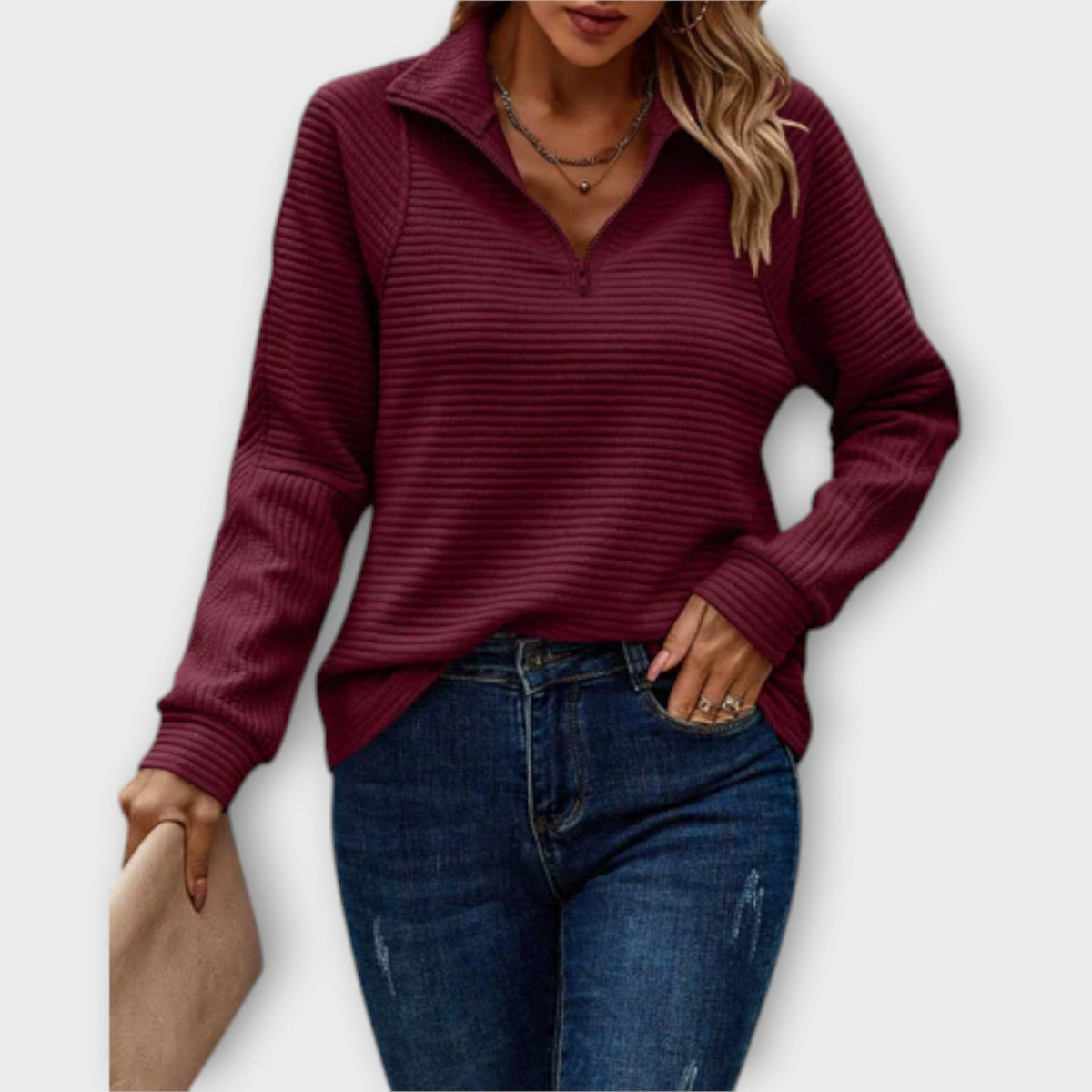 Vilja - Pullover con mezza zip