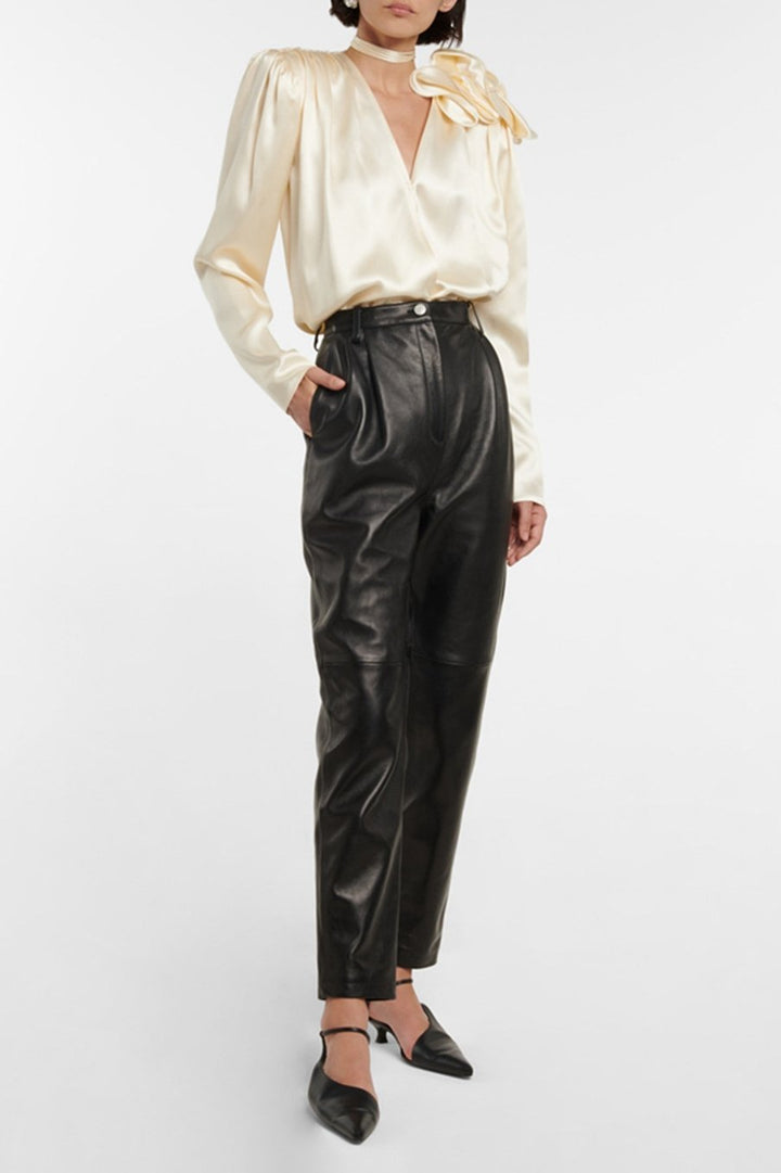 Sofia™ | Blusa in Seta Lorraine con Maniche Fluttuanti