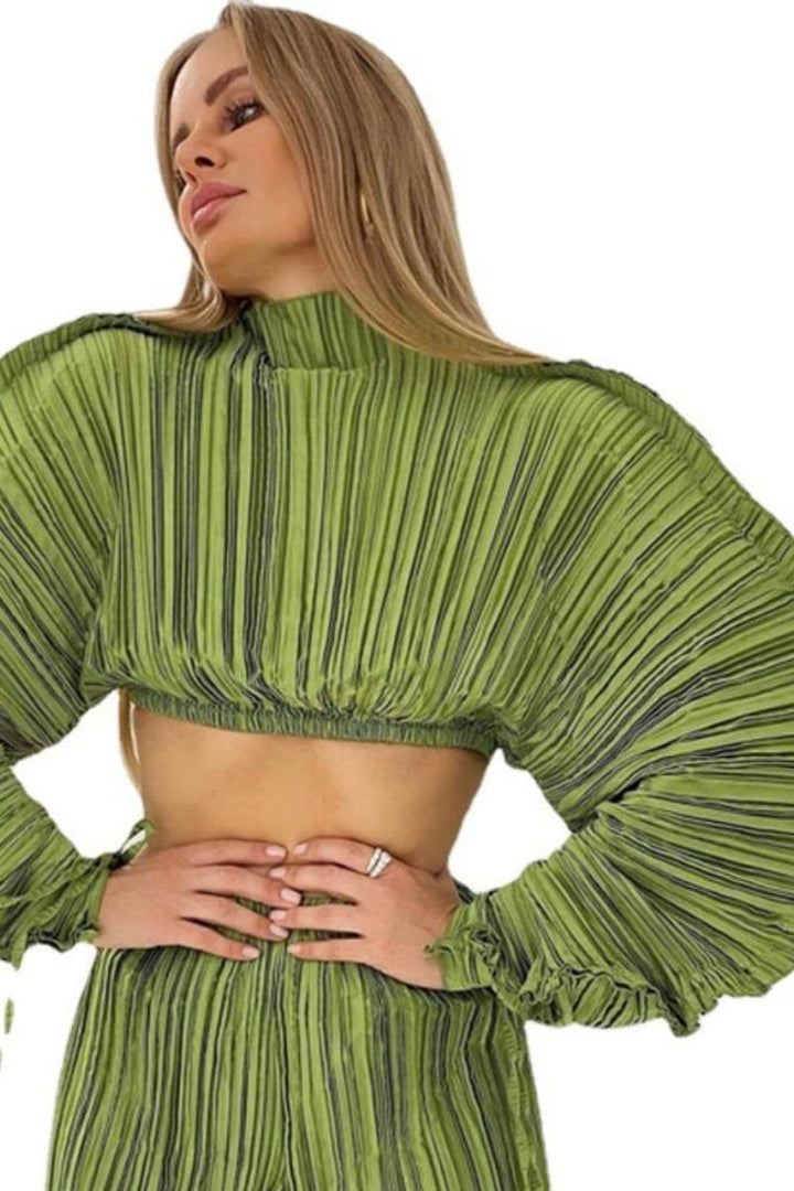 Sofia™ | Top Corto Plissettato con Maniche a Pipistrello Mabel