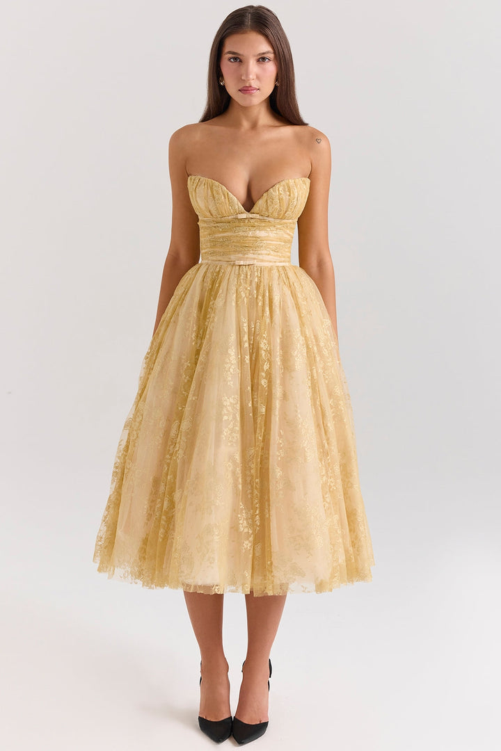 Millie | Vestito Corsetto Dorato