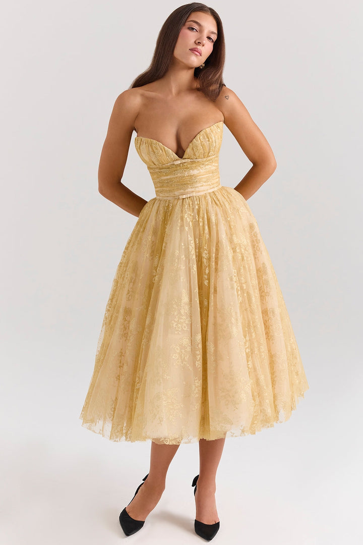 Millie | Vestito Corsetto Dorato