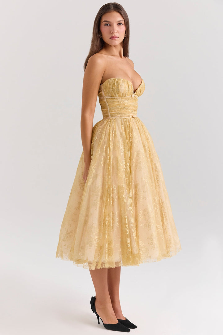 Millie | Vestito Corsetto Dorato