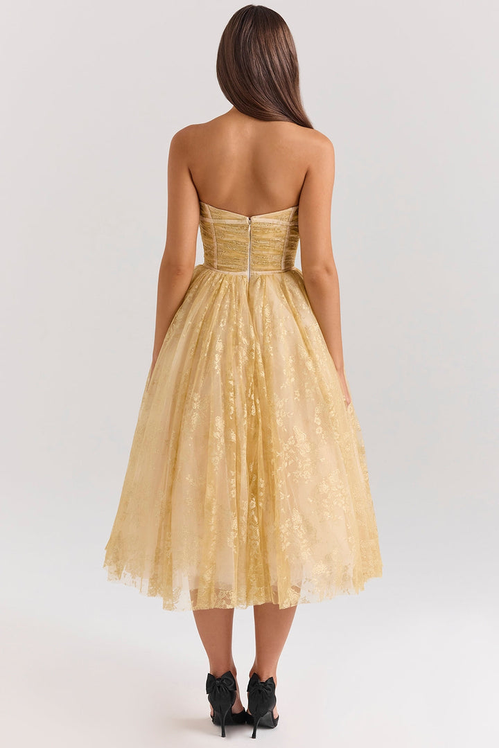 Millie | Vestito Corsetto Dorato