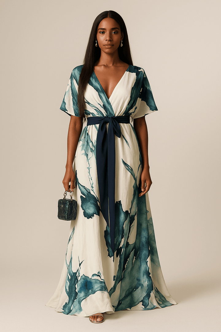 Vanessa - Vestito Lungo Stampa Acquerello