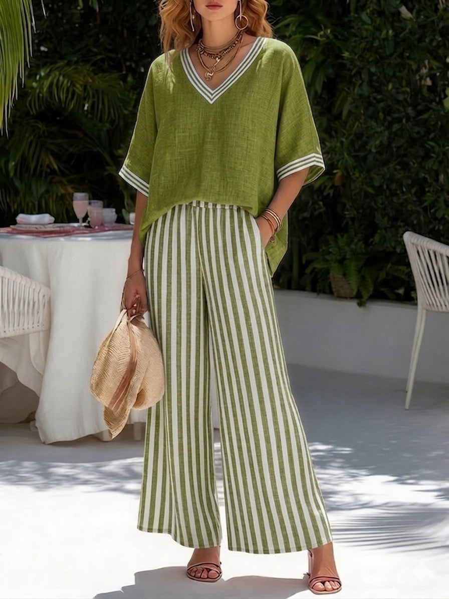 Alira Set Duo in Lino a Righe