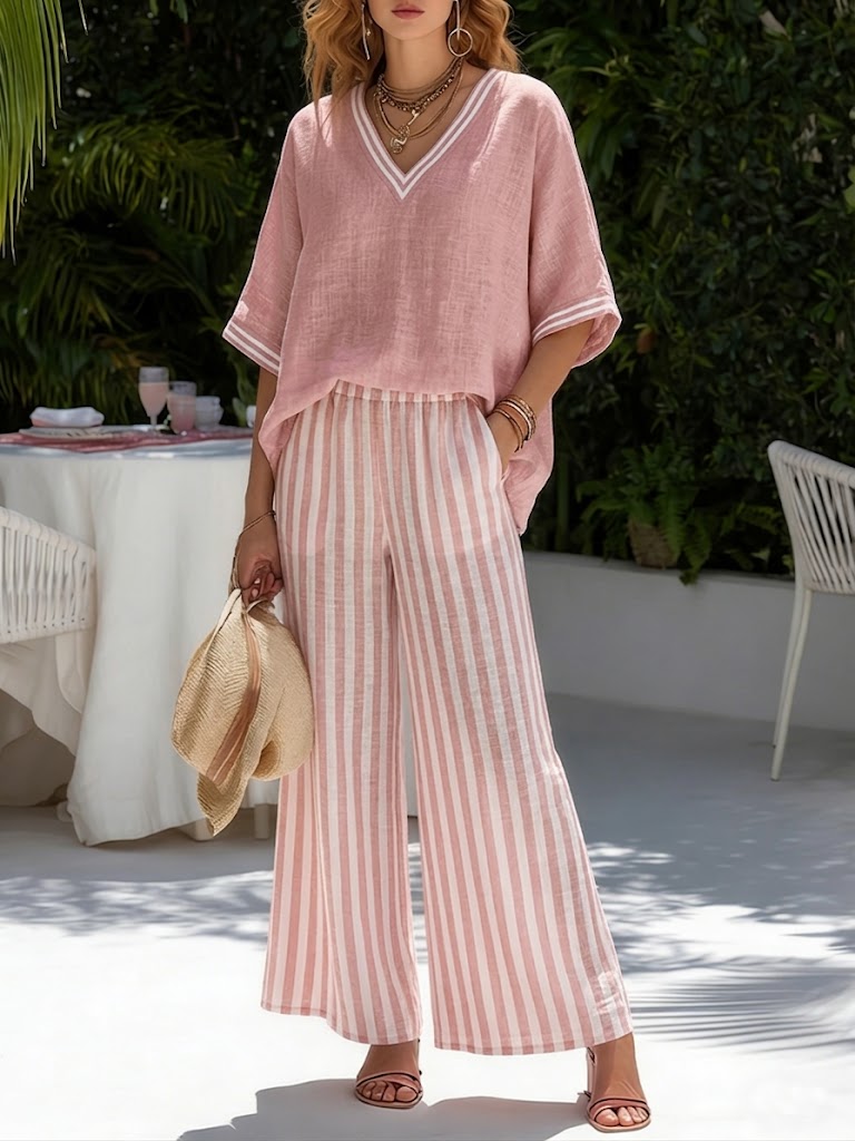 Alira Set Duo in Lino a Righe