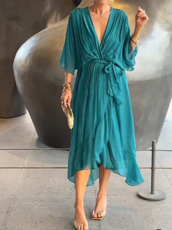 GINEVRA | Abito Lungo Elegante con Scollo Femminile