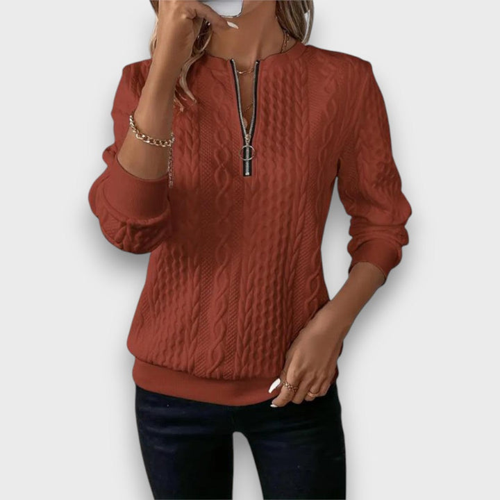 Solena – Maglione con Zip Frontale a Treccia