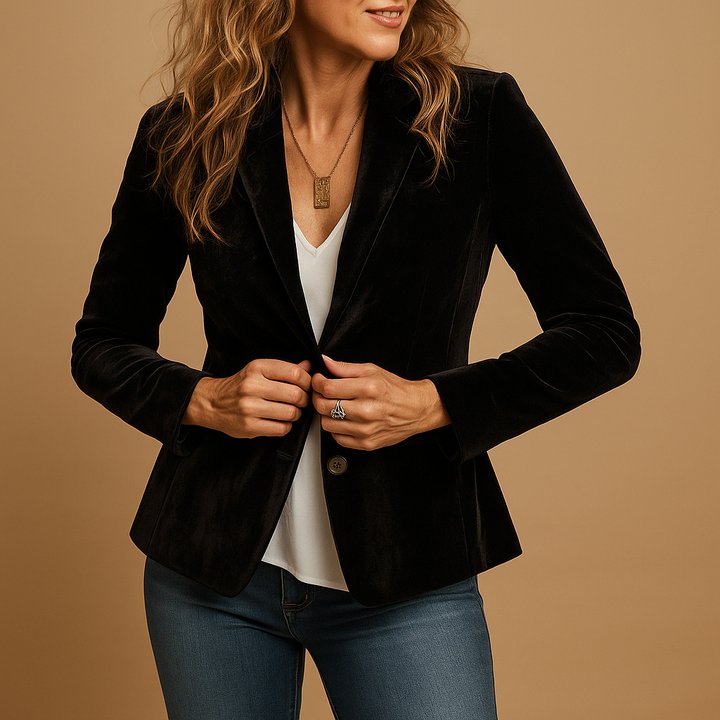 Blazer slim-fit retro con revers e tasche per donne | Evelien